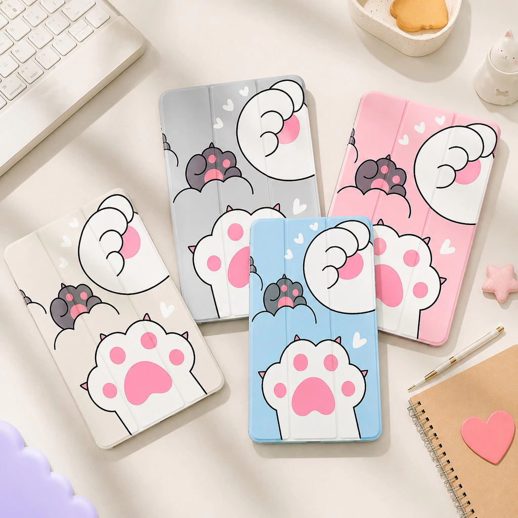 Paw Cute Case Matte Galaxy Tab A11+ 11" / A7 S6 LITE 10.4 Inch / A7 A9 A11 8.7" / S7 S8 / S9/S9FE Cover Neko Paw TPU TriFold Function Premium Quality - Gambar 2