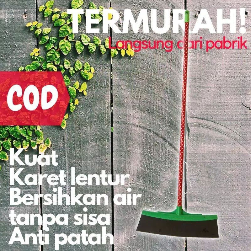 *PEL DORONG SEROKAN AIR WIPER KARET LANTAI GAGANG KAYU PANJANG - Gambar 2