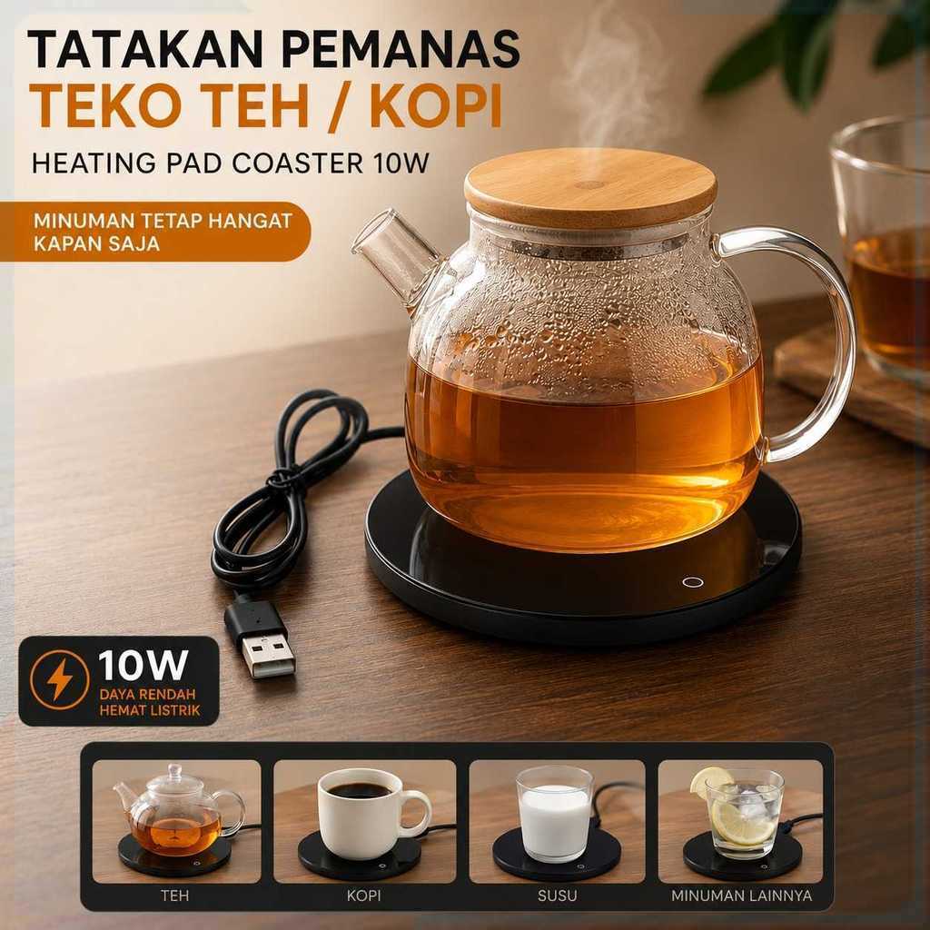 BAIH Tatakan Pemanas Teko Teh Kopi Warmer Heating Pad Coaster 10W - RY004