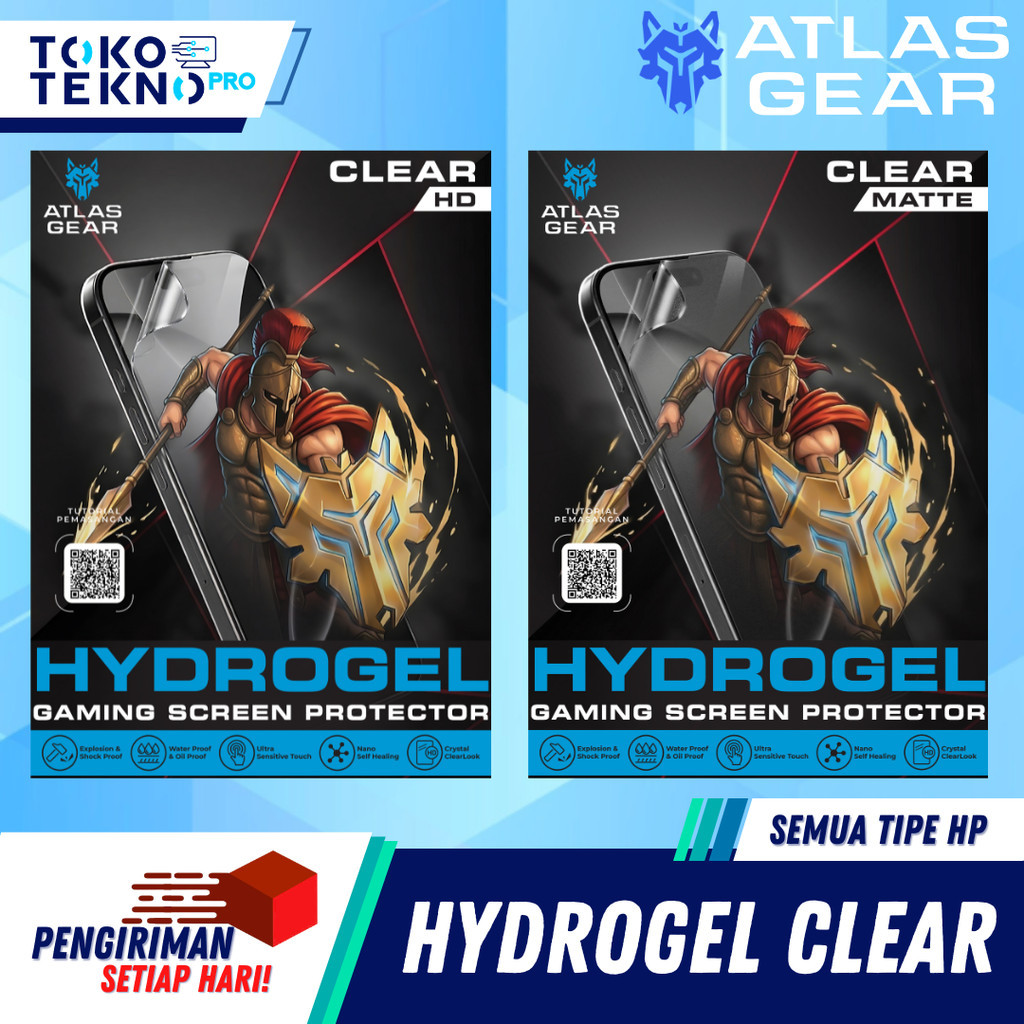 Atlas Gear Hydrogel Clear HD Matte Screen Protector Nano Self Healing Anti Gores Bening Anti Shock Proof All Type HP