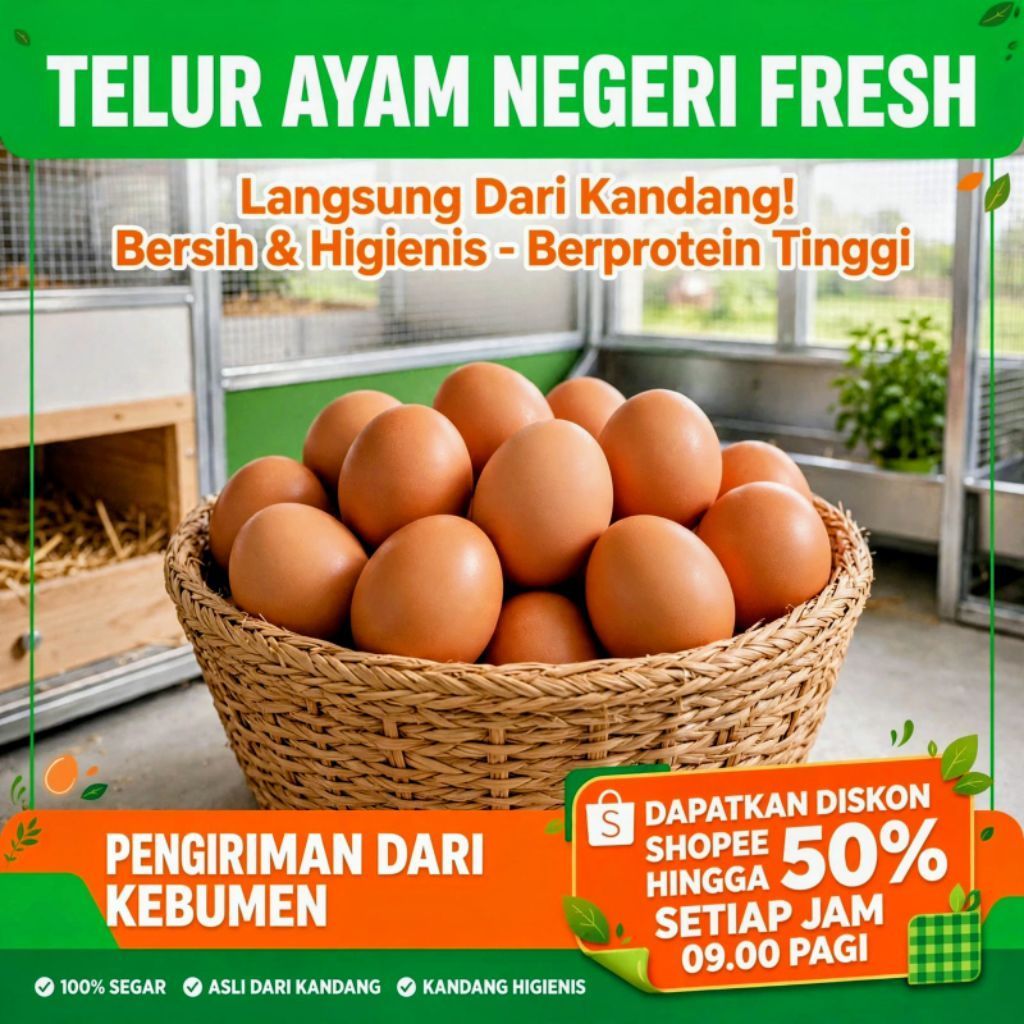 TELUR AYAM KEBUMEN 1,2KG FRESH DARI KANDANG