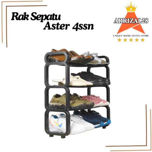 (BUBBLEWRAP) RAK SEPATU 4 SUSUN CH104 HITAM VANSTAR SEMUA MARKETPLACE