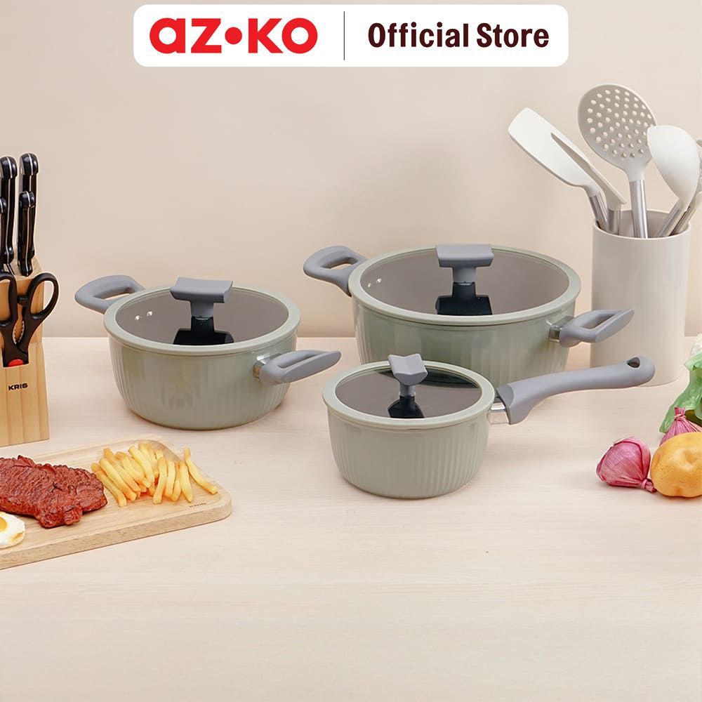AZKO Culinart Linea Panci Casserole Dengan Tutup Non-Stick Coating Casserole Pot Cooking Stew Panci Masak Covered Cookware Braising Dish - Gambar 4