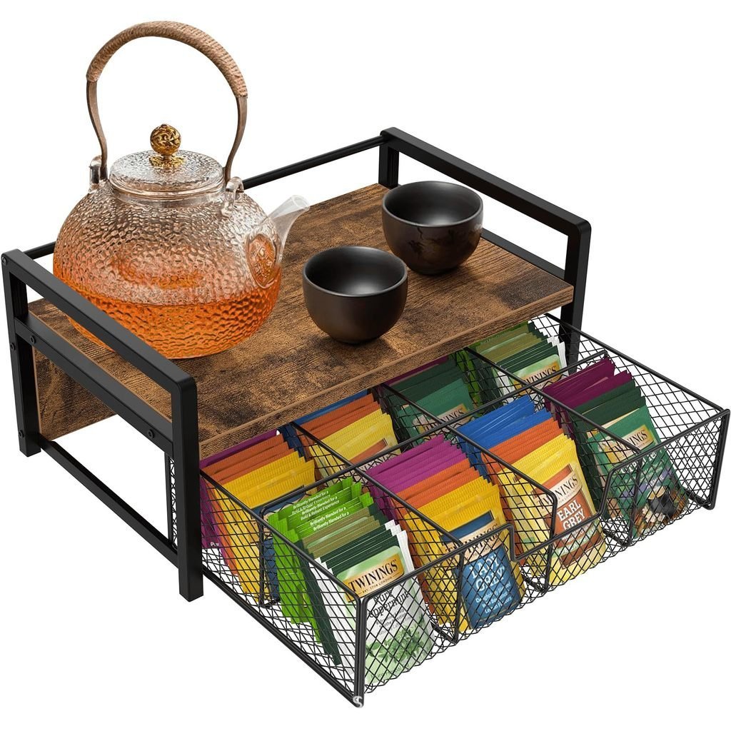 Tea Room Tea Bag Capsule Spice Rack Drawer Movable Wooden Coffee Double ...