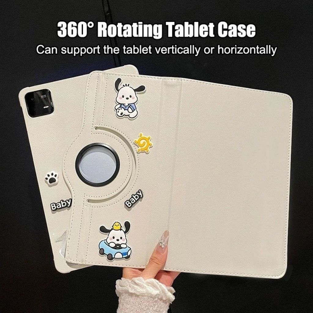 Case Leather 360° Cute Pochacco iPad Gen 11th Gen 10 10.9" Air 4/5/6 10.9" Pro 11" Cover Mini 1 2 3 4 5 6 7 Cover Rotating Flip Casing - Gambar 3