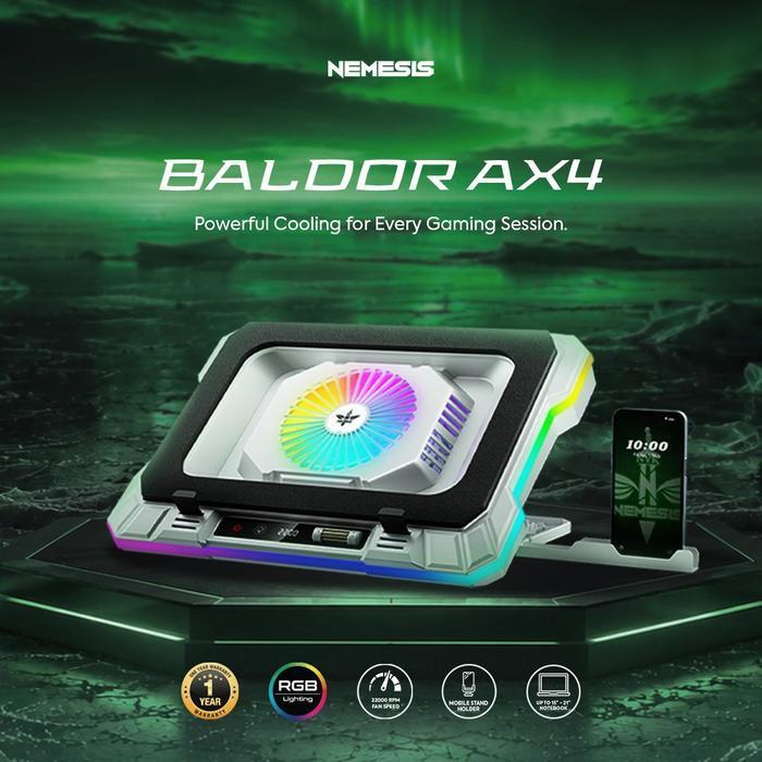 NEMESIS BALDOR AX4 / AX-4 Cooling Pad Gaming Laptop RGB Fan Cooler High Speed with Adjustable Height - Gambar 2