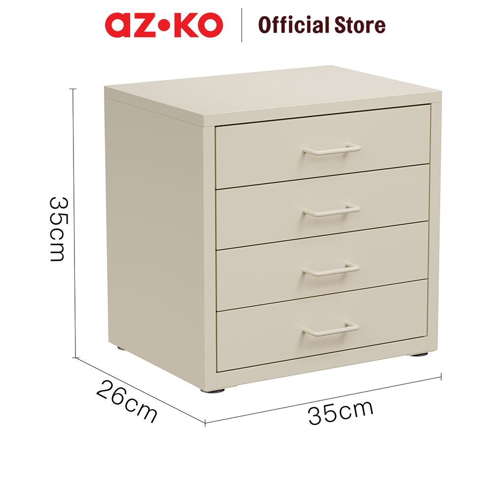 AZKO Stora Studia Laci Penyimpanan Mini 4 Tingkat - Krem Desk Drawer Organizer Tempat Alat Tulis Mini ge Laci Meja Kerja - Gambar 4