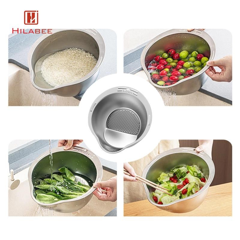 [UsusexaMY] Rice Rinsing Bowl Stainless Steel Kitchen Utensils for ...