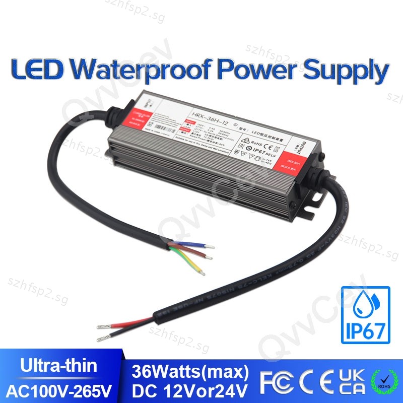 36w LED Driver DC12V DC24V IP67 Waterproof Lighting Transformers for ...