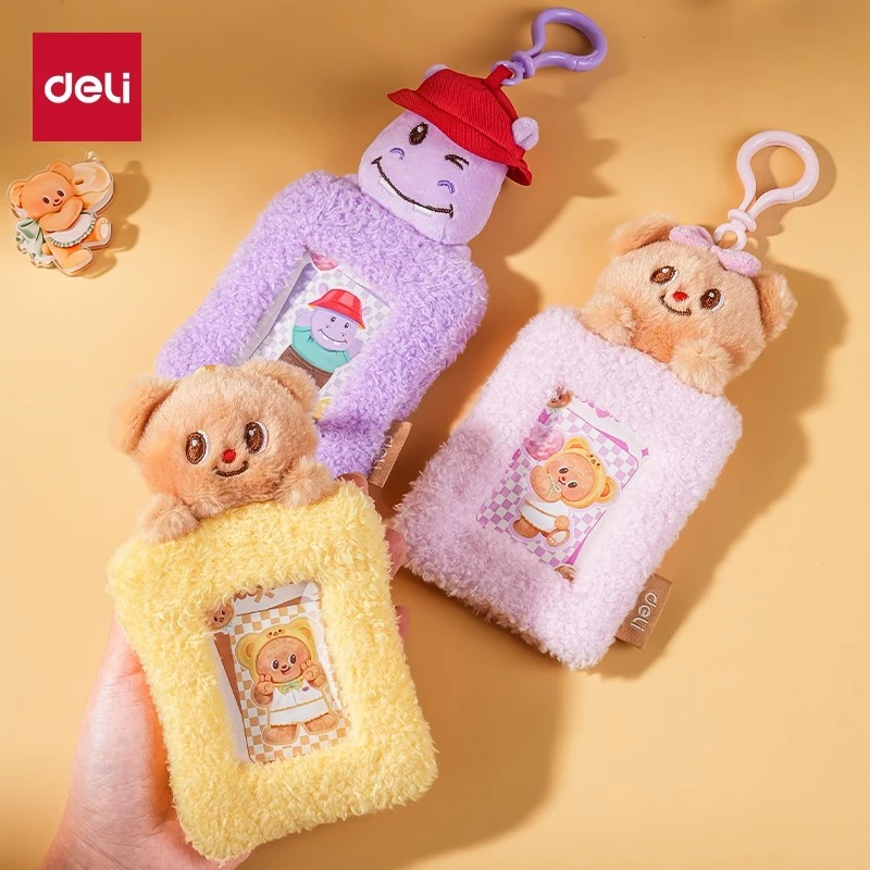 Deli x Butterbear Name Tag Kartu Tanda Pengenal / Card Holder Gantungan Lucu Kuning / Pink / Ungu HY131