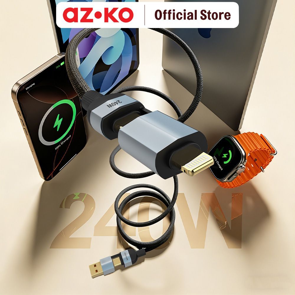 AZKO Sovox Kabel Charger 4in1 240 Watt 1.5 Meter - Hitam Charging Cable Kabel Casan USB Charger Data Cable - Gambar 4