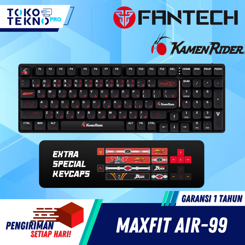 Fantech x Kamen Rider Maxfit Air99 MK916 / MK-916 Wireless Mechanical Keyboard Low Profile Tri-Mode BT 2.4G RGB PC Mac Special Keycaps