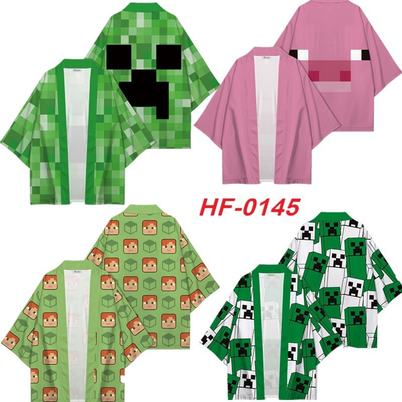 Mobile Game Minecraft Japanese Cardigan Kimono Cloak Haori Tao Robe 3D ...