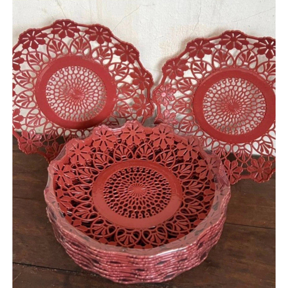 (BUBBLEWRAP) PIRING ROTAN ANYAM PLASTIK 22CM PER-LUSIN (12PCS) - Gambar 4