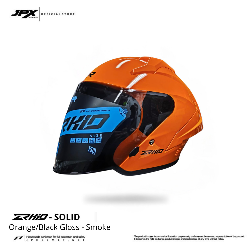 Helm Halfface JPR ZR Kidz Original Full ABS SNI - Orange/Black Gloss - Gambar 4