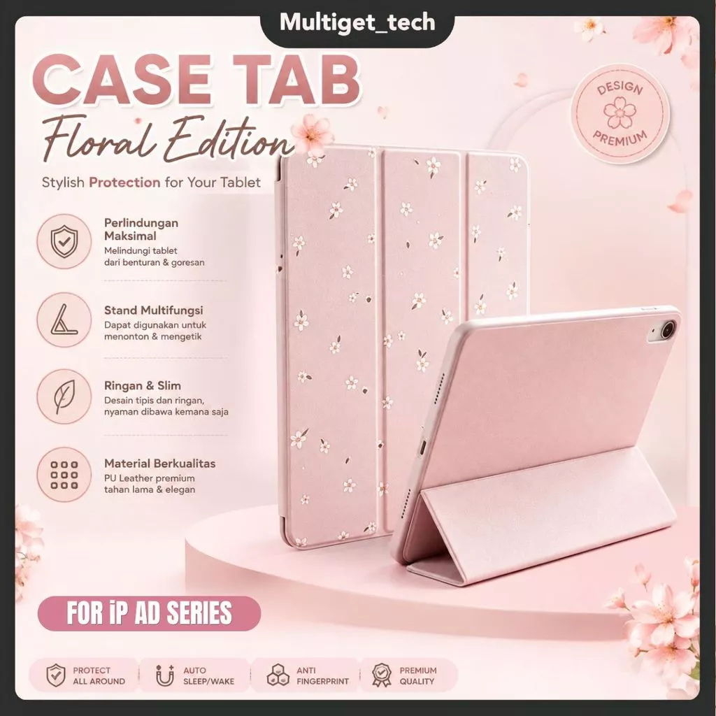 Aesthetic Case Bloom iPad Gen 11th 11" Gen 10th 10.9" Pro 11 inch Mini 1 2 3 4 5 6 7 Gen 7 8 9 10.2" Air 4 5 6 10.9 Inch Flip Cover Trifold Auto Wake Up