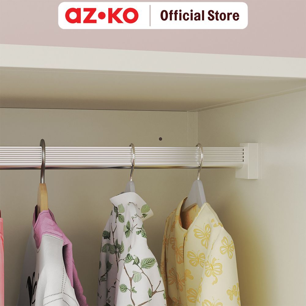 AZKO Stora Kaira Lemari Pakaian 2 Pintu 80x50x157 cm - Putih Laci Kabinet Serbaguna Cabinet Penyimpanan Indoor Multifunctional Drawer Storage Furniture Rumah - Gambar 3