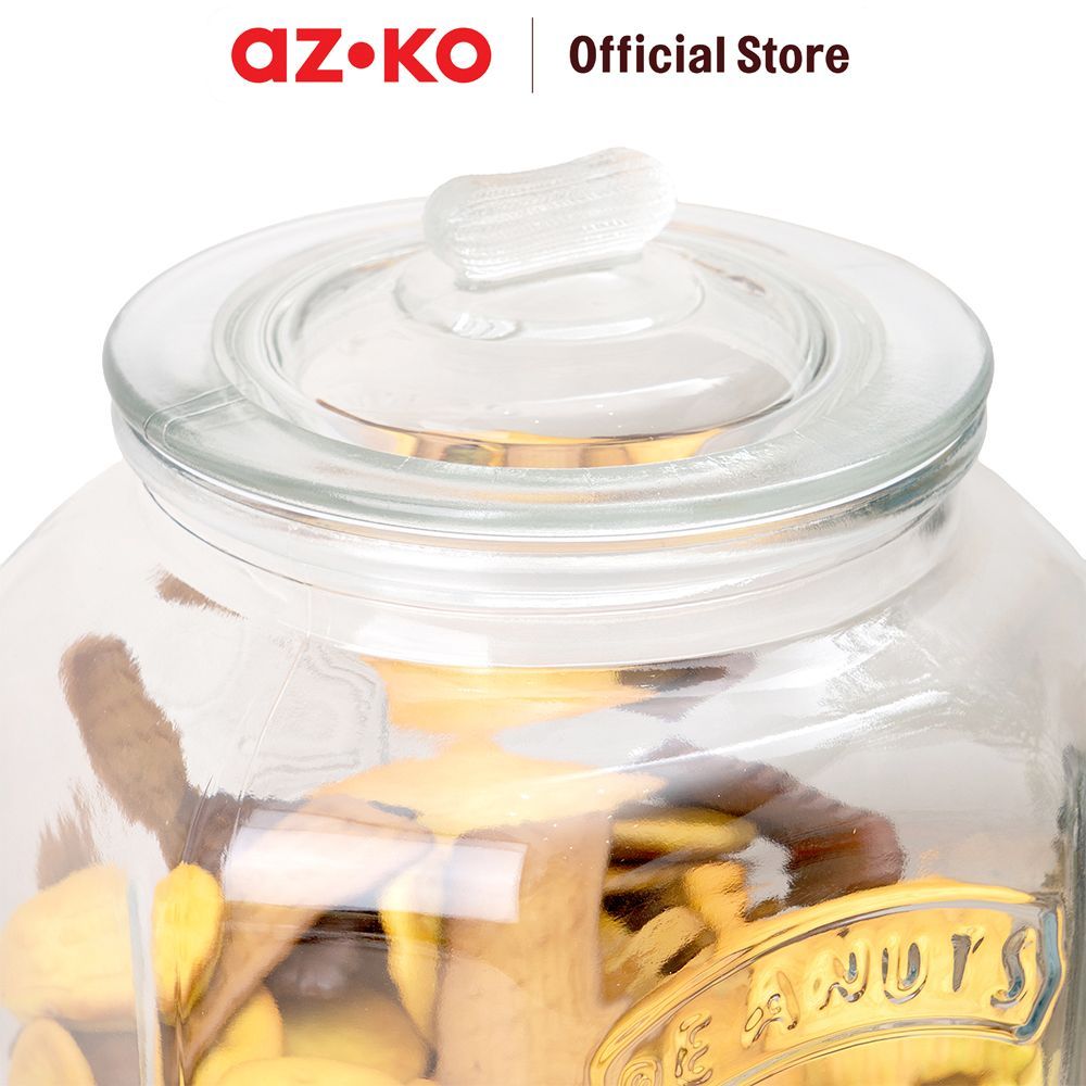 AZKO Culinart Stoples Kaca Round Liter Transparan Toples Jar Food Container Setoples Wadah Penyimpanan Kedap Udara - Gambar 3
