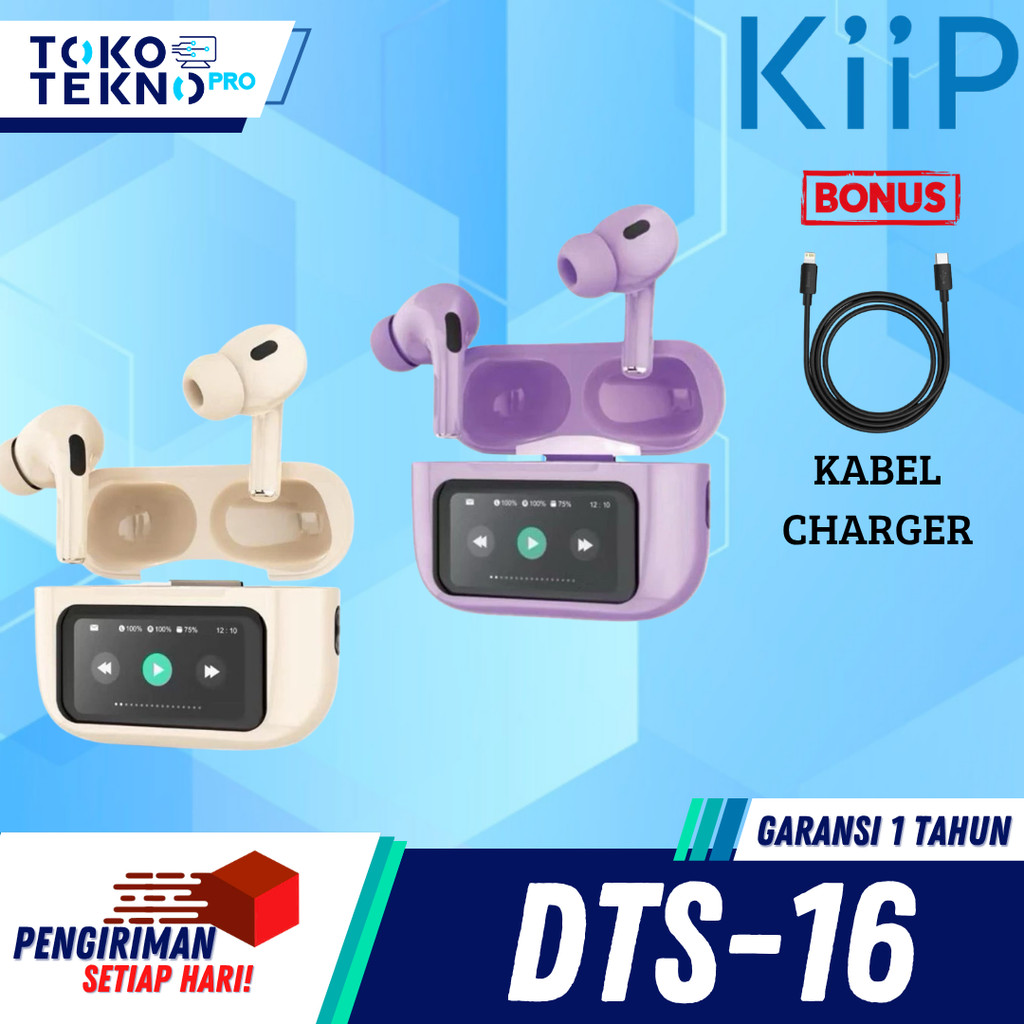 KiiP DTS16 / DTS-16 TWS ANC Headset Bluetooth 5.4 Earphone Smart Screen Active Noise Reduction