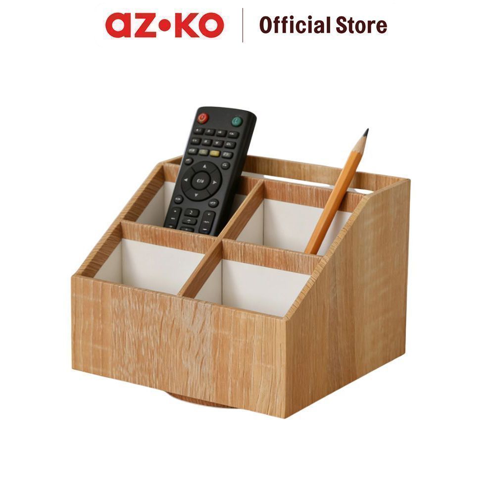 AZKO Stora Ligno Organizer Meja Dengan 5 Sekat - Cokelat Natural Desk Drawer Organizer Tempat Alat Tulis Mini Storage Laci Meja Kecil - Gambar 2