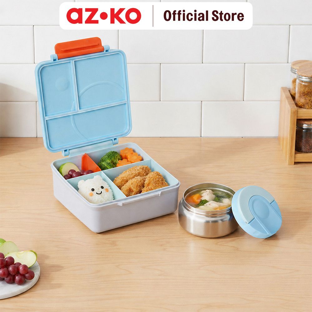 AZKO Picas Critter Kotak Makan Dengan Wadah Sup 1.6 Liter Set 2 pcs Bento Box Meal Container Tempat Bekal Lunch Box Kotak Bekal - Gambar 2
