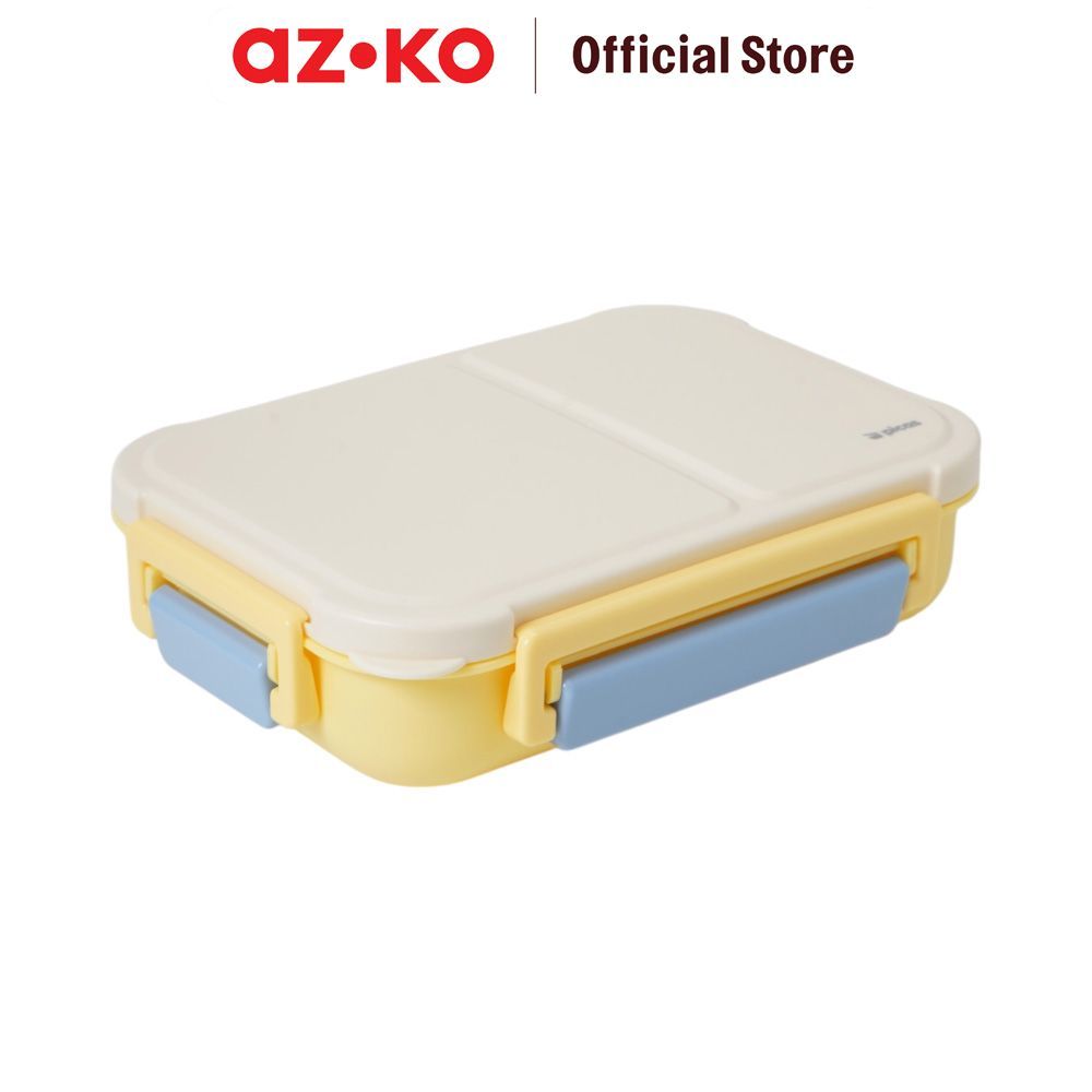 AZKO Picas Kotak Makan Plastik 2 Sekat Dengan Sendok 1.1 Liter Bento Box Meal Container Tempat Bekal Lunch Box Kotak Bekal - Gambar 3