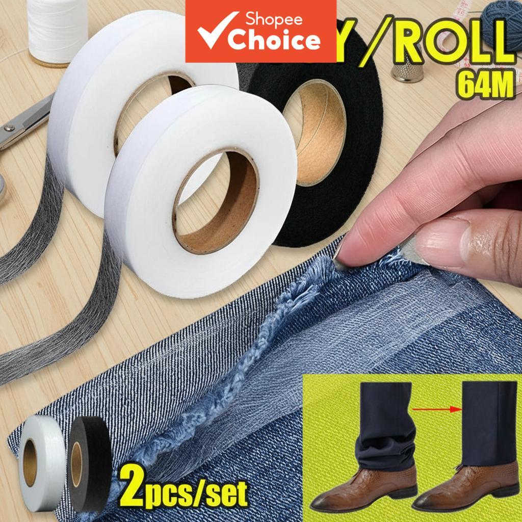 2 Rolls 70Y/64M White and Black Double-Sided Adhesive Interfacing ...