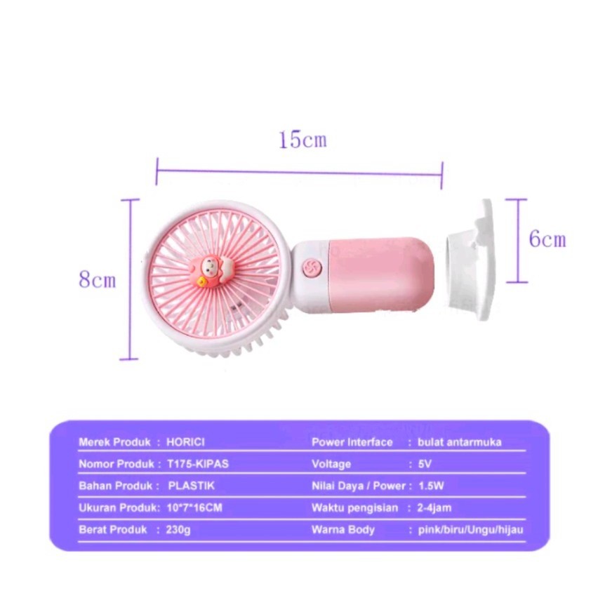 MINI HANDHELD FAN KIPAS GENGGAM PORTABEL USB MOTIF KARAKTER SANRIO - Gambar 3
