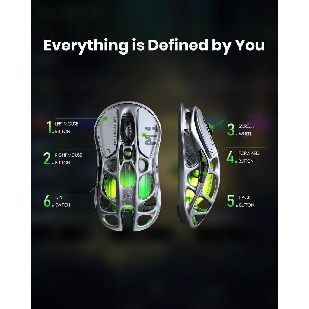GravaStar Mercury M1 / M-1 Pro Wireless Gaming Mouse Sensor PAW3395 - Gambar 3