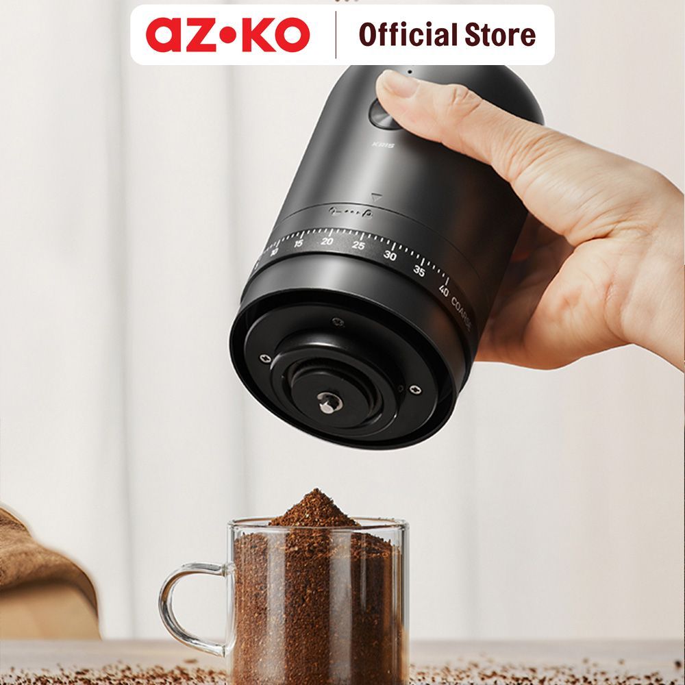 AZKO Kris Coffee Grinder Electric Portable Rechargeable 25 Watt - Hitam Penggiling Kopi Coffee Mill Giling Biji Grinder Elektrik - Gambar 2
