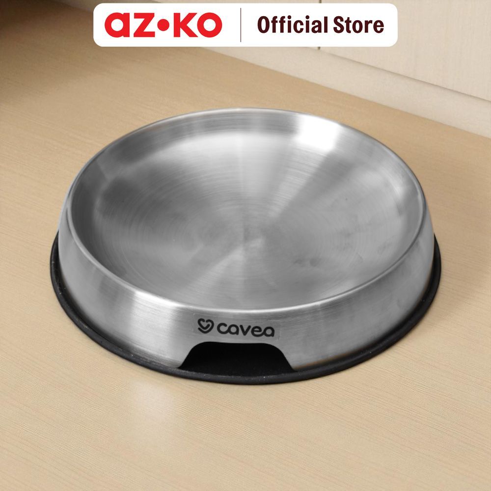 AZKO Cavea Ukuran M Tempat Makan Hewan Flat Stainless Steel - Silver Wadah Makanan Anabul Anjing Kucing Pet Food Bowl Perlengkapan Makan Hewan Peliharaan - Gambar 2