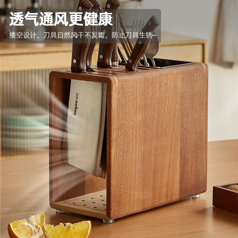 [48H Shipping] Knife Rack Storage Rack Kitchen Countertop Solid Wood ...