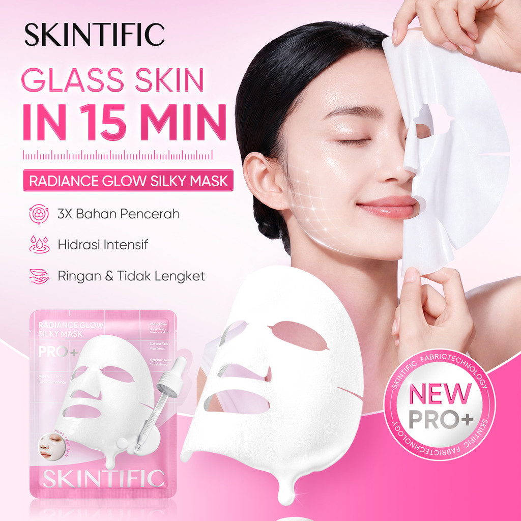 [NEW LAUNCH!] SKINTIFIC Radiance Glow Silky Mask Sheet Mask Wajah dengan 20% Tremella Niacinamide TXA untuk Glass Skin Brightening Hydrating Plump Soothing Kulit Kusam Kering skincare