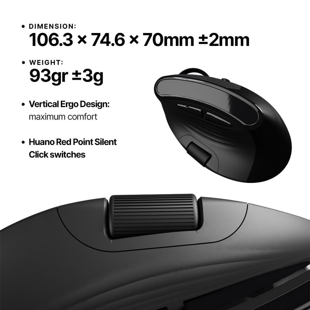 Press Play Airkeys Vertical Ergonomic Mouse 3in1 Connection with LED Display M2 - Gambar 2