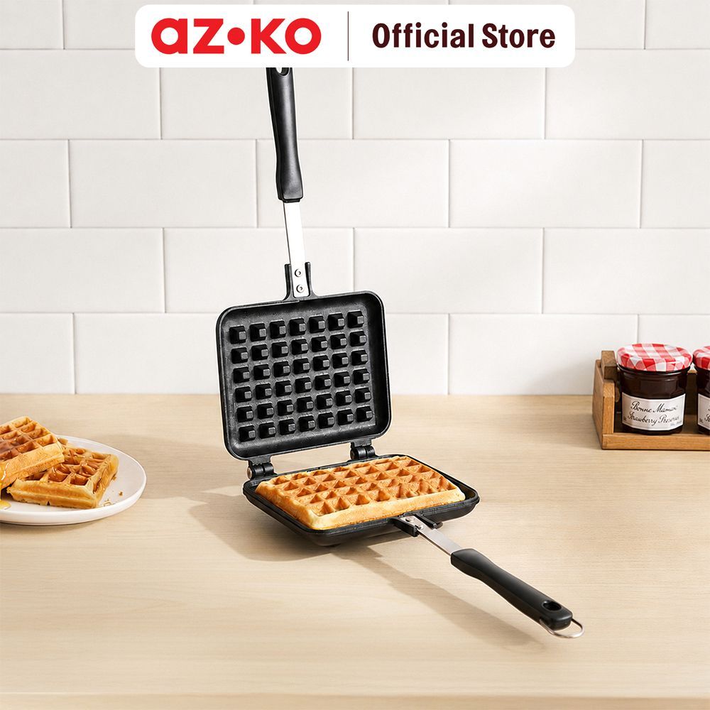 AZKO Culinart Cetakan Waffle Square Single Aluminium Die-Cast - Abu-Abu Cetakan Waffle Grill Waffle Pembuat Waffle - Gambar 2