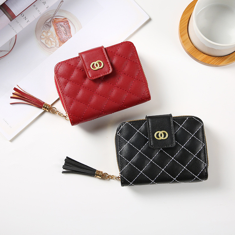Dompet Wanita Kulit Mini Solid Berkualitas Tinggi - Gambar 3