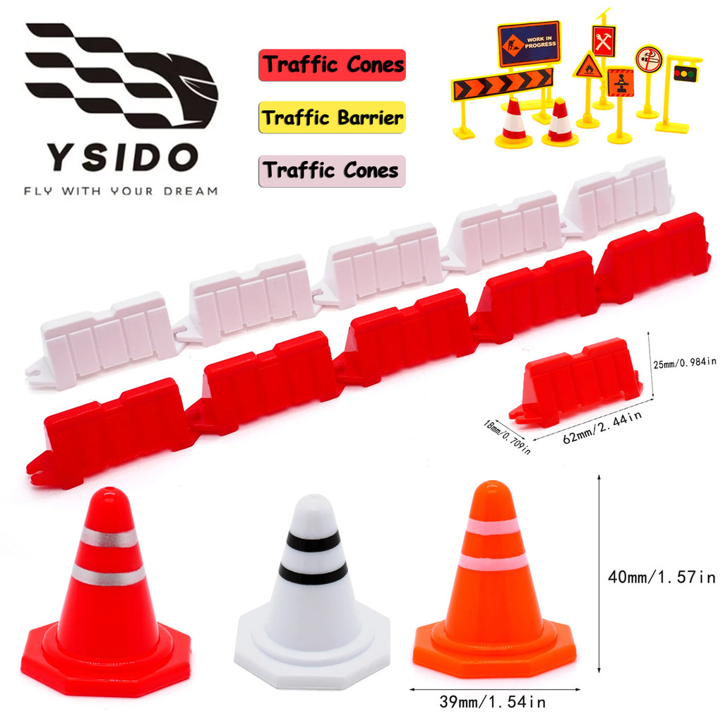 RC Drift Racing Car Traffic Sign Set Mini Barriers Cones Plastic Road ...