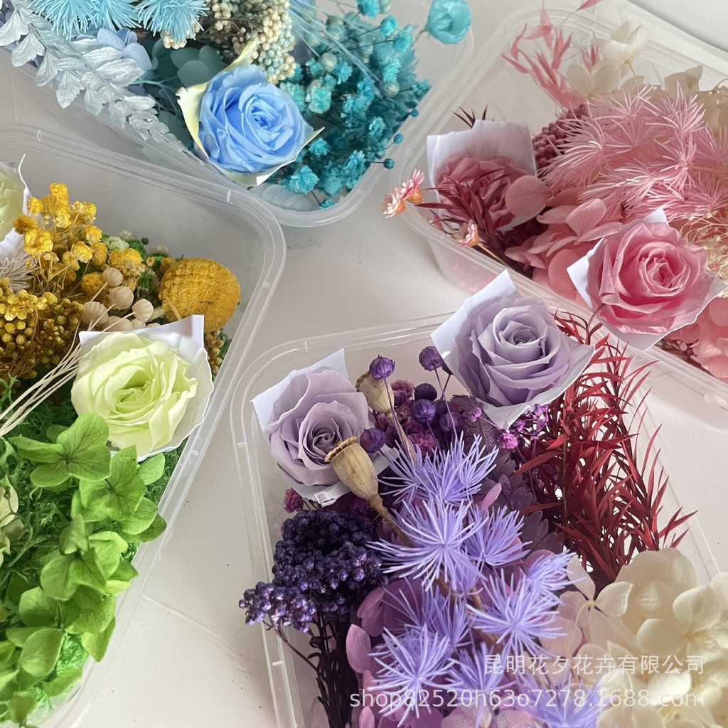 Dried flower DIY material pack, preserved flowers mixed flower box ...