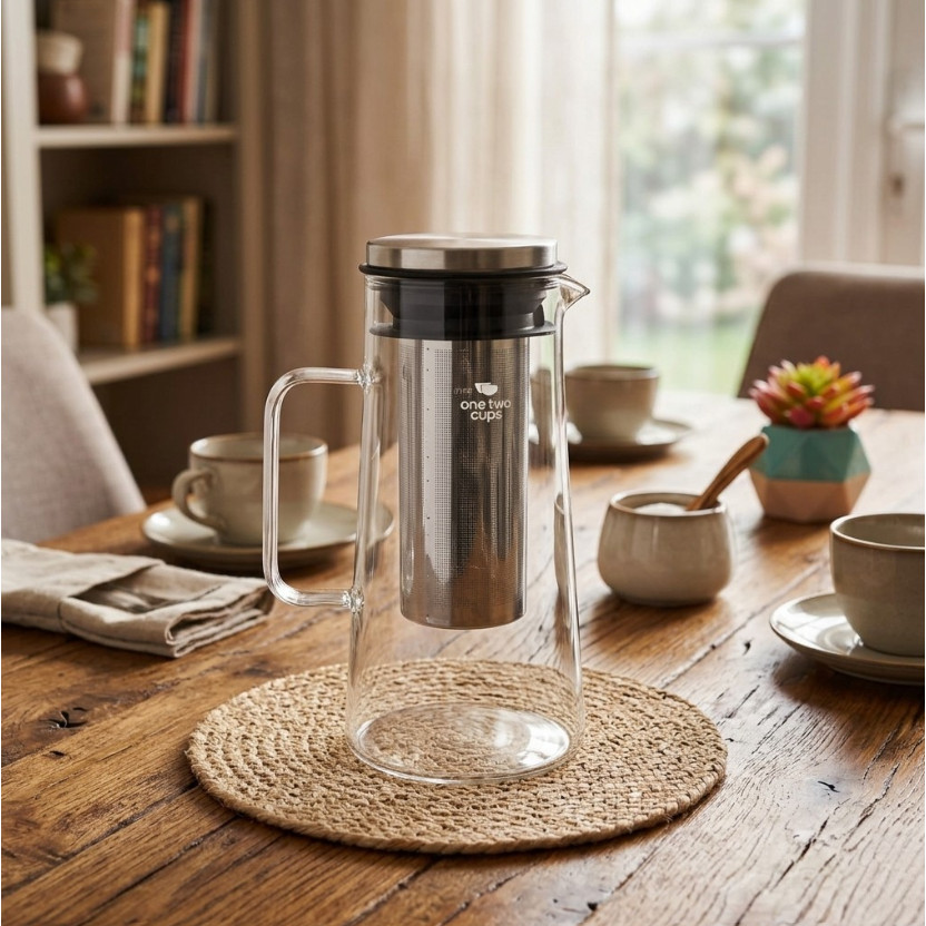 AKIEMSTR Teko Kaca Kopi Teh Pitcher Cold Brew Stainless Filter - MD-10 - Gambar 2
