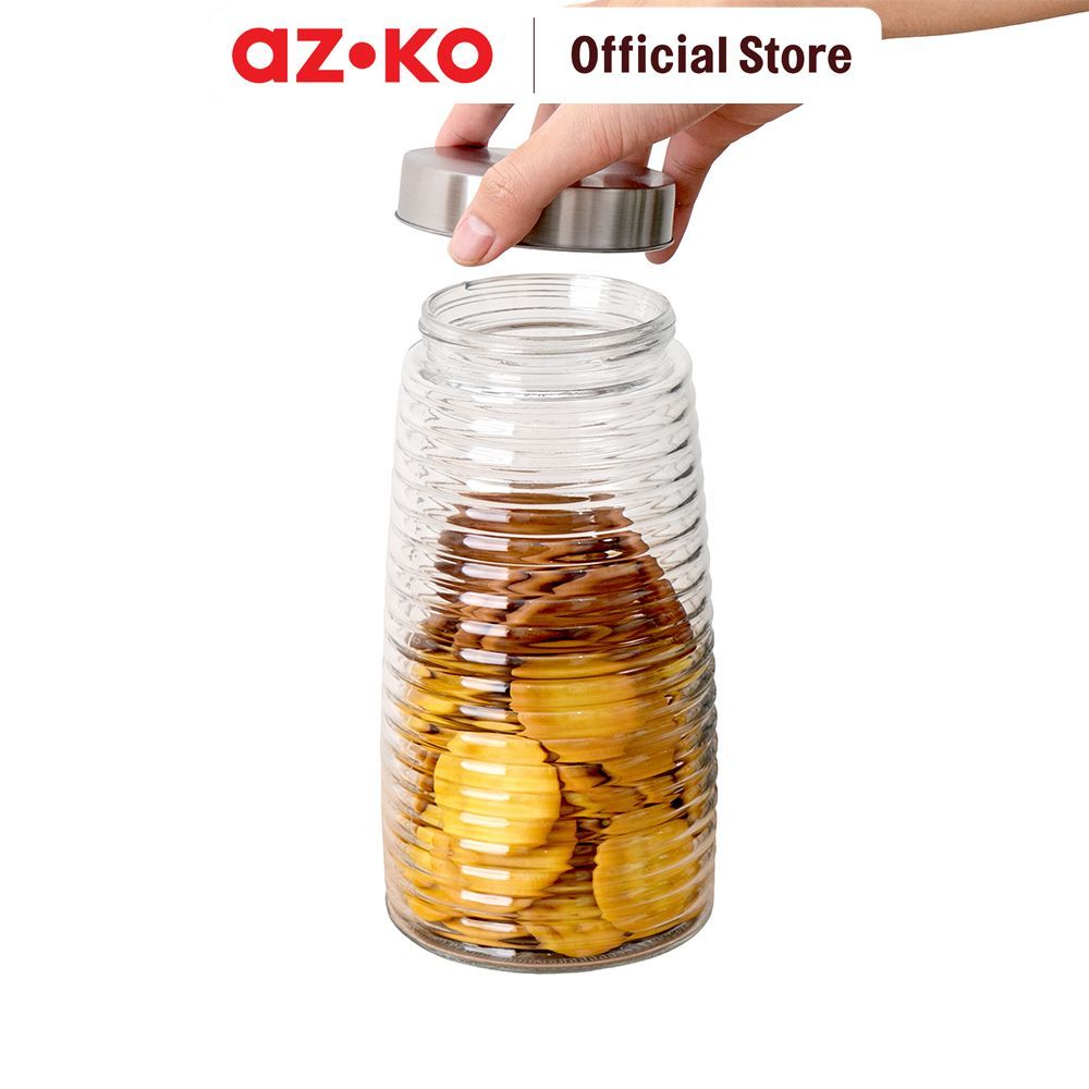 AZKO Culinart Stoples Kaca Bee Transparan Toples Jar Food Container Setoples Wadah Penyimpanan Kedap Udara - Gambar 3