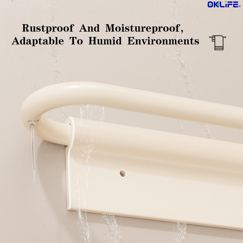 No Drilling Wall Mount Towel Bar Multi-Functional Towel Rack Slipper Storage Rack For Washroom view 4