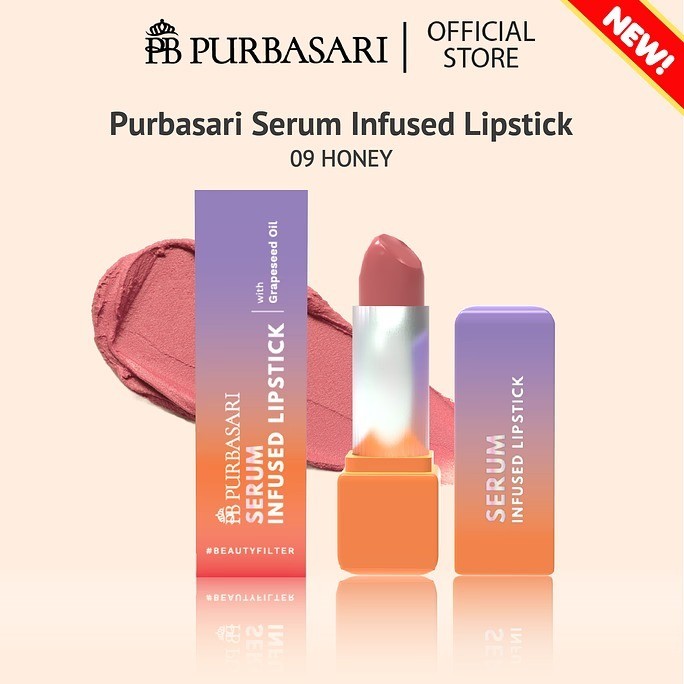 Purbasari Serum Infused Lipstick Tahan Lama Anti Geser Lipstick Serum - Gambar 2