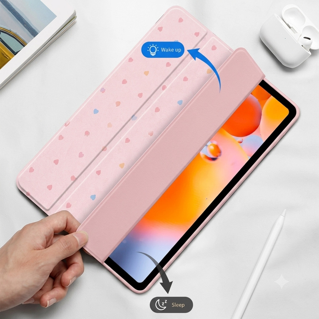 Smart Flip Matte iPad Gen 11th A11 Air 6 5 4 Mini 1 2 3 4 5 6 7 Cover Motif Love Mini  Auto Wake Sleep Trifold - Gambar 2