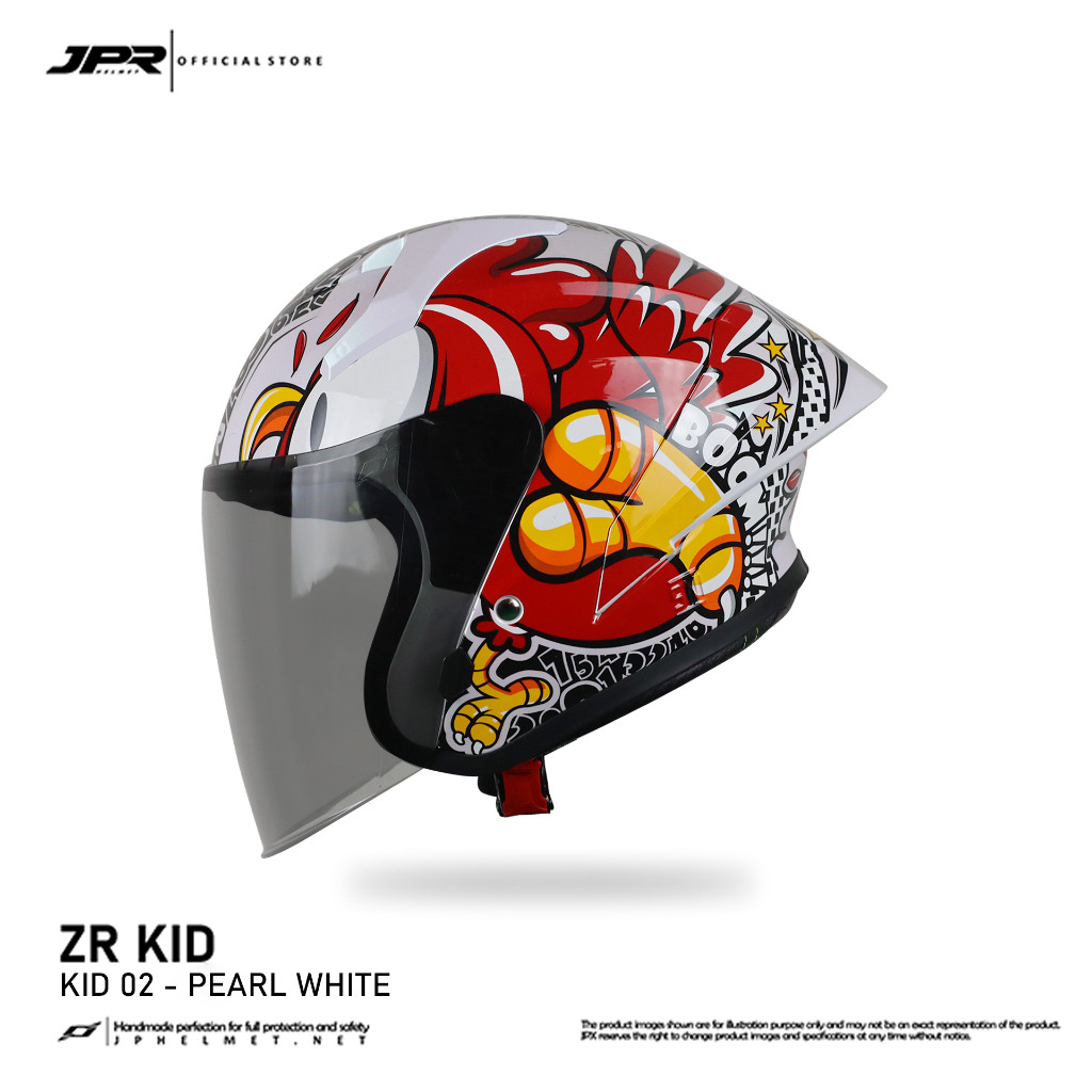 Helm Halfface JPR ZR Kidz Original Full ABS SNI - 02 Pearl White