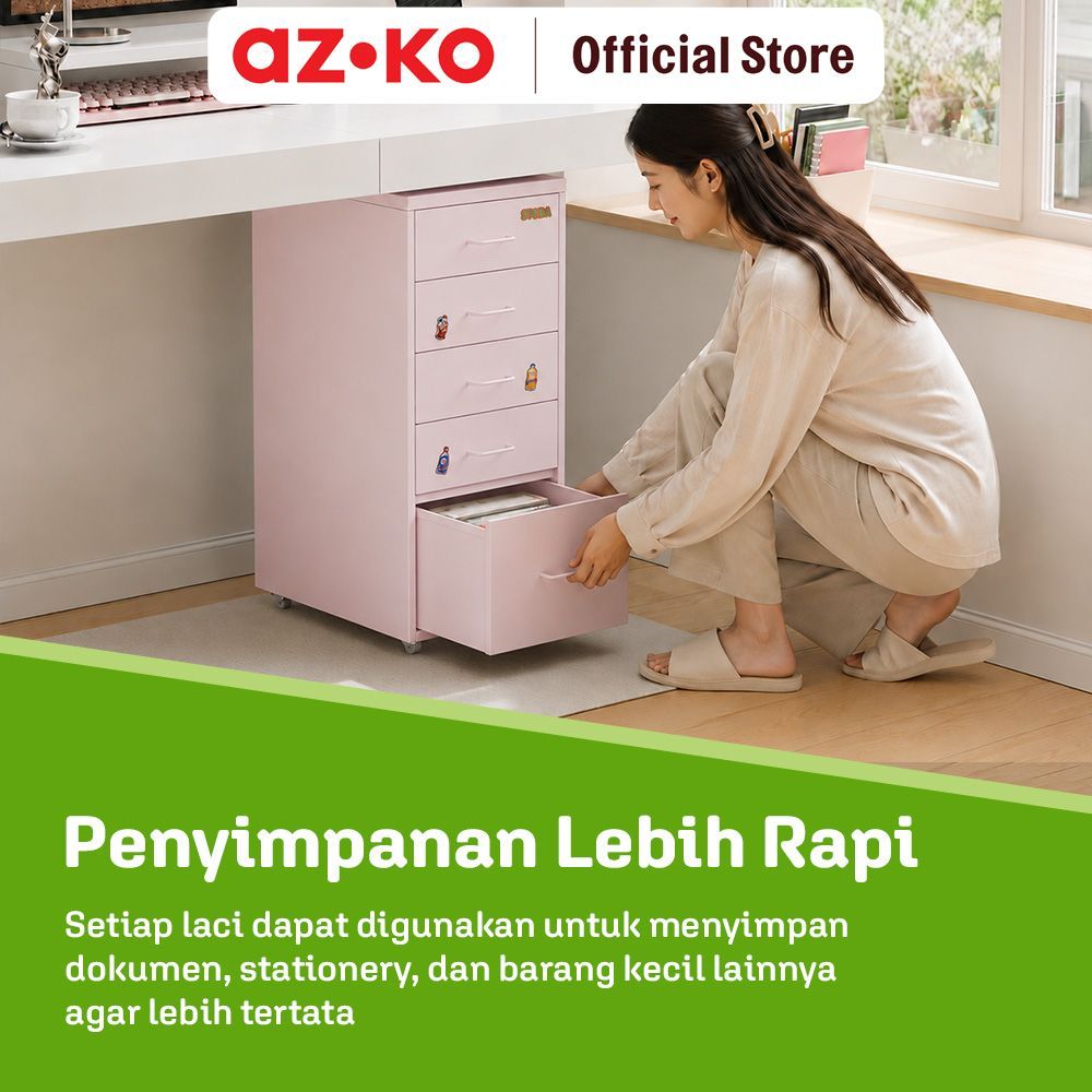 AZKO Stora Studia Laci Penyimpanan 5 Tingkat - Pink Desk Drawer Organizer Tempat Alat Tulis Mini ge Laci Meja Kerja - Gambar 2