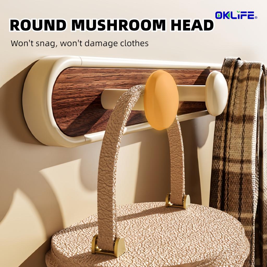 Home Wall Organizer Hook Rack Wood Grain No‑Punch Adhesive Wall Hanger for Entryway Daily Items view 4