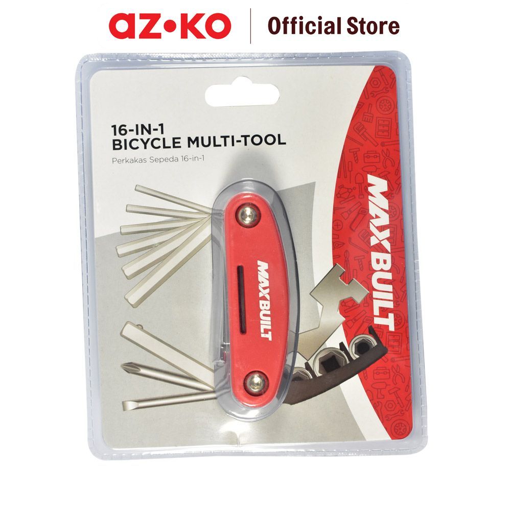 AZKO Maxbuilt Toolset Sepeda Multifungsi 16 In 1 - Hitam/Merah Toolset Bike Obeng Lipat Saku Pocket Tool - Gambar 3