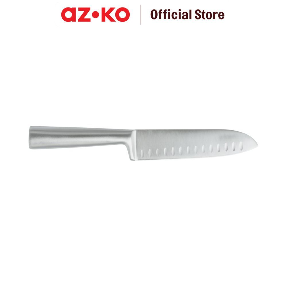 AZKO Culinart 7 inci Pisau Santoku Hollow - Silver Alat Pemotong Pisau Pengiris Pencincang Serbaguna Piso Tajam Peralatan Masak - Gambar 2