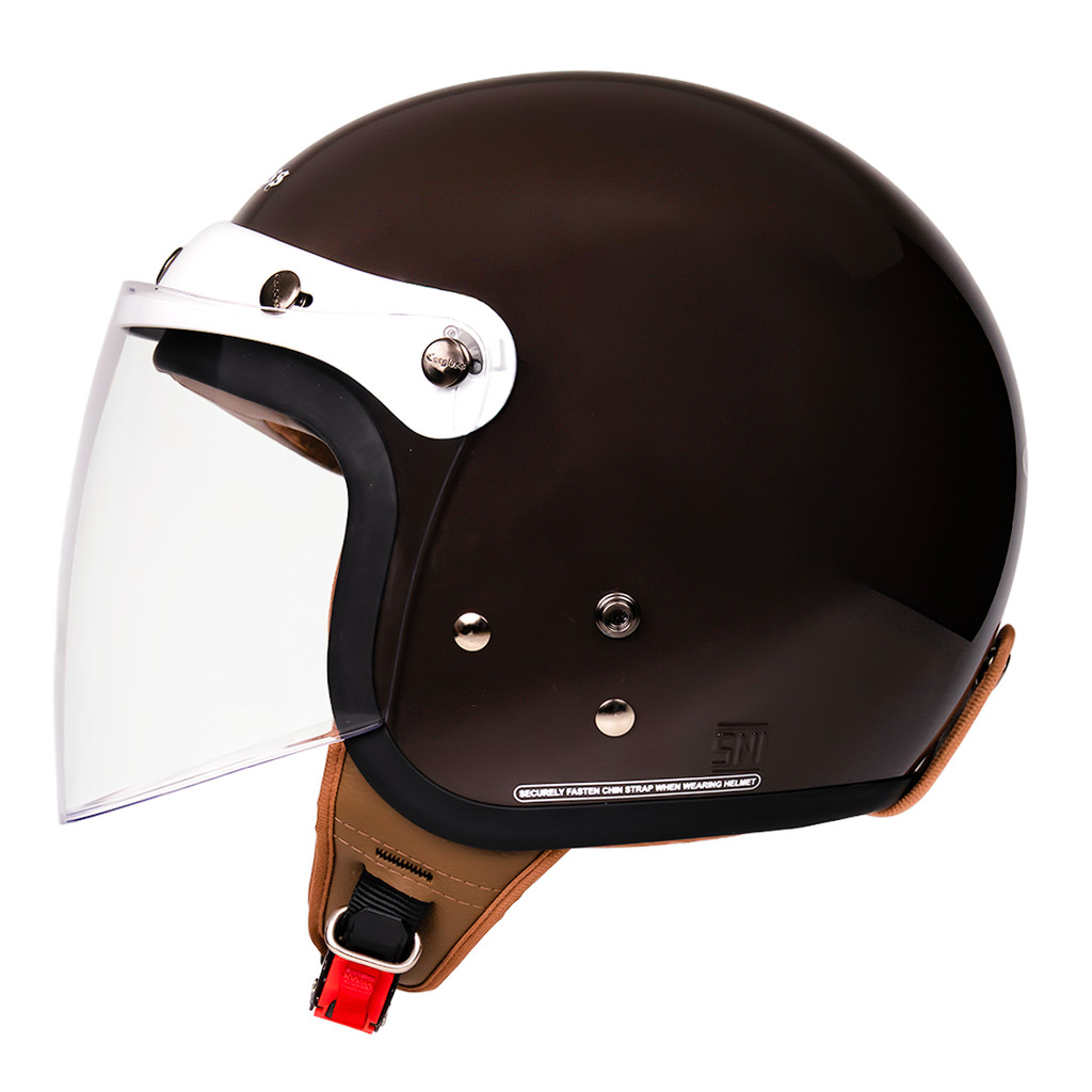 Cargloss CFH Hijab Retro Helm Half Face - Espresso Brown - Gambar 3