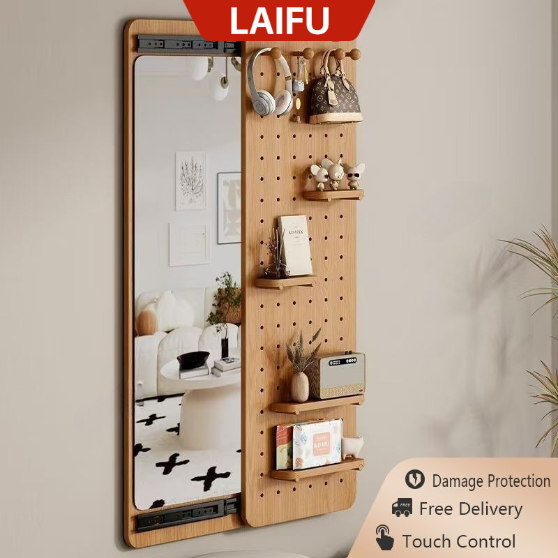 Household Hole Dressing Mirror Invisible Wall-mounted Push-pull Full ...